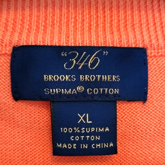 Brooks Brothers “346” Supima Cotton Orange V-Neck Sleeveless Vest size XLarge - Picture 3 of 8